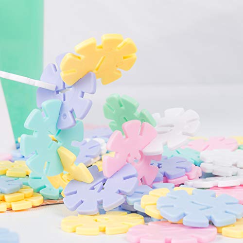 HAPPYMATY Macaron Digital Snowflakes Building Blocks Interlocking Plastic Disc Set Children's Educational Toys 1000PCS