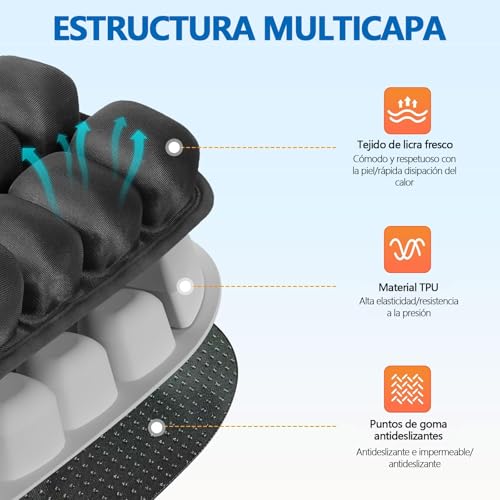 Air Cojin de Viaje,Cojín Asiento Aire Portátil ,Asiento Viaje Presión Alivio con Firmeza Ajustable,Diseñado para la Zona Del Coxis,Alivia la Ciática,Apto para Su Uso en Coches,Oficinas y Hogares