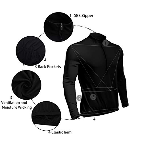 Spotti Men's Long Sleeve Cycling Jersey, Bike Biking Shirt Breathable