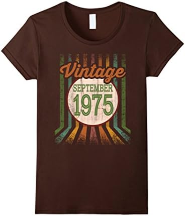 Womens Vintage September 1975 42th Birthday Gifts 42 yrs old Tee Small Brown