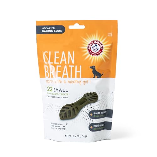 ARM & HAMMER FOR PETS CLEAN BREATH FROM THE INSIDE DENTAL TREATS FOR DOGS, SIZE SMALL | MINT FLAVOR FRESH BREATH TREATS WITH PARSLEY, CLOVE AND YUCCA
