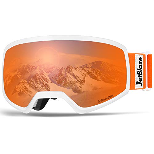 JetBlaze Ski Goggles, OTG Snowboard Goggles (Orange)
