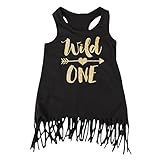 Wild One Girls 1st Birthday Dress Black and Gold Fringe Dress
