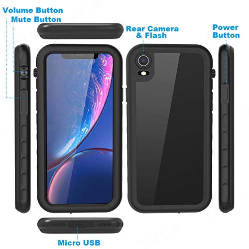 EFFUN iPhone Xr Waterproof Case, IP68 Certified Waterproof Shockproof Snowproof Dirtproof Fully Sealed Underwater Cover with Built-in Screen Protector for iPhone Xr (6.1 inch) Black - Thumbnail 2
