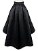 PERSUN Womens Taffeta High Waist Bowknot Front Hi-lo Prom Party Skater Skirt Black