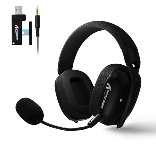MAMBASNAKE Attack Shark L80PRO Ultralight 7.1 Surround Sound Wireless Gaming Headset with Dual Foldable Microphone, Tri-Mode (Wired 2.4GHz/BT/3.5mm), 40mm Speaker for PC/Mac/PS/Xbox, Black