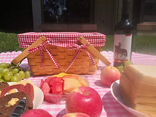 Picnic Basket Natural Woven Woodchip with Double Folding Handles | Easter Basket | Storage of Plastic Easter Eggs and Easter Candy | Organizer Blanket Storage | Bath Toy and Kids Toy Storage - Thumbnail 3