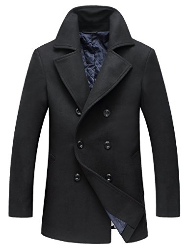 Men s winter coats fashion wool pea coat black s