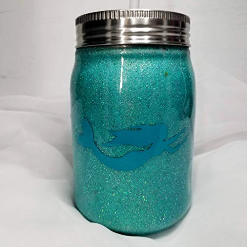 Stainless Steel Travel Mug Glitter Mason Jar - Mermaid - Gift