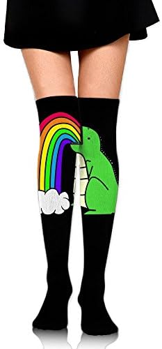 Mecia Rainbow Dinosaur Stockings Knee High Long Socks For Girls And Women-25.5 Inch