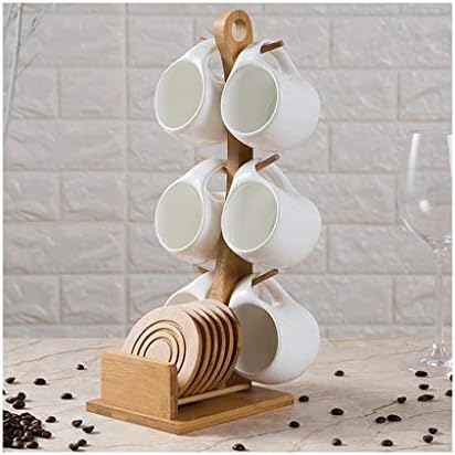 NICOLAS Creative Coffee Cup And Saucer Set, Modern Simple Teacup Tea Set Ceramic With Cup Holder Cup Holder 6 Cup 6 Tray 1 (Color : Coffee cup set)