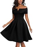 Miusol Women's Vintage Boat Neck Contrast Polka Dot Cap Sleeve 1950'S Party Dress