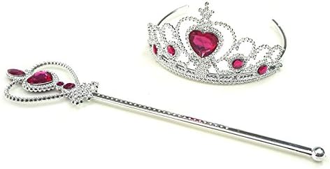 Kuzhi Frozen Crown Tiara and Wand Set – Silver Heart Jewel (Rose)