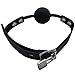 iEFiEL PU Leather Paly Buckle Belt Silicon Mouth Ball Open Breathable Mouth Gag For Men Woman (Black With Locks#2)