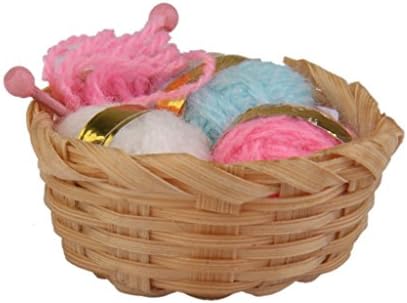 Ebeauty Delicate Mini Doll House Knitting Tool Set Vivid Toy Model Dollhouse Miniature Needle Basket Accessories