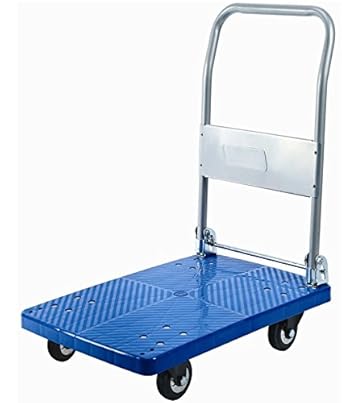 Bigapple WH-1 Preminum Quality Single Platform Trolley Completely Foldable, 300kg Capacity, Highly Durable (Blue)