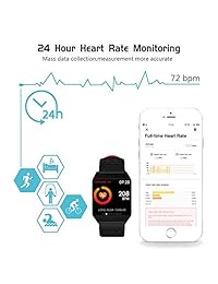 Monitor de ritmo cardíaco, seguimiento de actividad, reloj inteligente IP67, resistente al agua, recordatorio de SMS, SNS, podómetro, reloj con monitor de sueño, monitor de pasos, para mujeres, hombres, iOS y Android