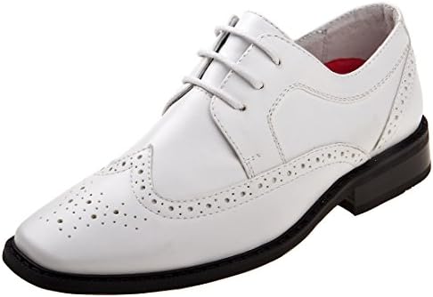 Joseph Allen Boy\'s Wing Tip Oxford Dress Shoe, White, 11 M US Little Kid'