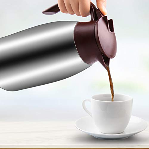 68 Oz Stainless Steel Thermal Coffee Carafe with Free Brush, Double Walled Vacuum Thermos Pot for Coffee, Tea and Hot Water, 2 Litre