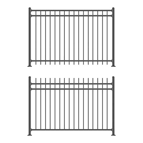 XCEL Black Steel AntiRust Fence Panel Flat End Picket 6.5ft W x