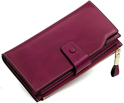 Women's Large Capacity Luxury Genuine Leather Wallet Clutch with Zipper Pocket