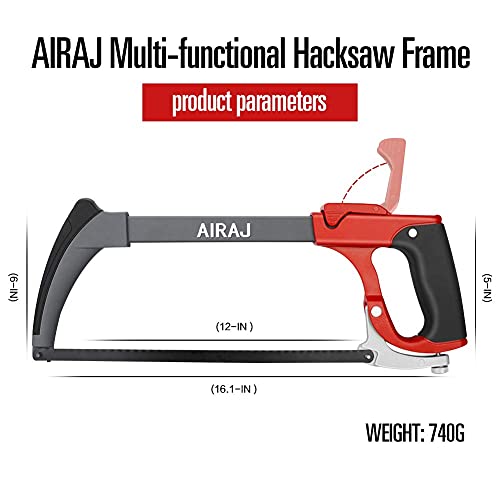 AIRAJ 12 In Hacksaw Frame Set,Adjust Tension Hacksaws with 7