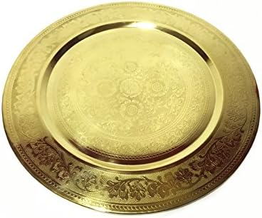 Oriental Orient Moroccan Indian Brass Tea serving Tray Afaf 50cm gold colored