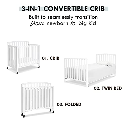 DaVinci Dylan Folding Portable 3in1 Convertible Mini Crib and Twin