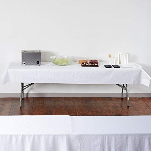 White Paper Table Cloths for Parties | 4 Disposable Tablecloths - Party Supplies | Premium Classic 3-Ply Tissue and Poly Rectangle Party Table Covers | 54" X 108" Party Table Cloths Disposable