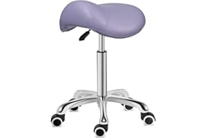 Kaleurrier Saddle Stool Rolling Swivel Height Adjustable with Wheels,Heavy Duty Saddle Chair,Ergonomic Stool Chair for Hair Salon Lab Clinic Dental Massage Home Office Kitchen (Purple, Without Back)