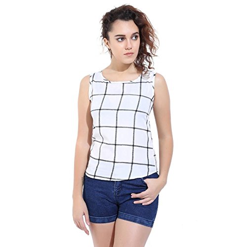 mallory winston white window pane sleeveless women's top