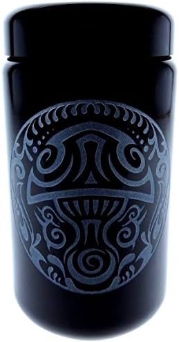 Dope Jars - Herb Storage, Stash Jar - with Dope Designs Deep Etched into The Glass (400ml, Shroom)