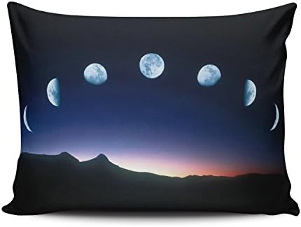 ZeDae Pillowcase Personalized Moon Phase Unique Fashion Diy Image Cushion Pillowcases Beauty Home Decorative Throw Pillow Covers Cases Boudoir 12x20 Inches One Sided