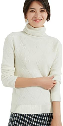 Jianai Women's Cowl Neck Long Sleeve Cashmere Pullover Sweater (large, white)