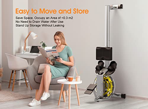 STAR POWER Water Rowing Machine 335LB Weight Capacity - Water Rower for Home Use with LCD Monitor, Tablet Holder, Adjustable Non-Slip Pedals and Comfortable Seat Cushion