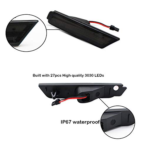 GTINTHEBOX 2PCS 3D Smoked Lens 27-SMD Red Full LED Rear Side Marker Lights Lamps Replacement Kit For 2010 2011 2012 2013 2014 2015 Chevrolet Chevy Camaro