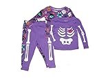 Joe Boxer Girl's Purple Glow Skeleton Halloween 4 Pc. Pajama Sets 2 Pair