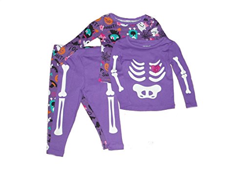 Joe Boxer Girl's Purple Glow Skeleton Halloween 4 Pc. Pajama Sets 2 Pair