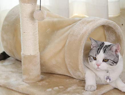 CATISM Arbre de Chat Moelleux avec Tunnel de Chat, Peut être employé pour des récréations d’Animal familier, la Saisie de Griffe de Pratique, 60 x 40 x 60 cm