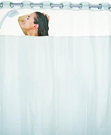 CLEAR TOP SHOWER CURTAIN WITH 8 MESH POCKETS (72" X 72")