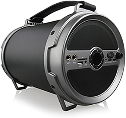 GummyCase Outdoor Bazooka Drum Style Matte Stereo Deep Bass Dual-Buster HI-FI HD Sound Loud Volume Medium Cylinder Rechargeable Wireless Portable Bluetooth Speakers with Handle Strap, Black