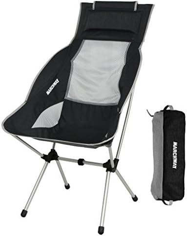 MARCHWAY Lightweight Folding High Back Camping Chair with Headrest, Portable Compact for Outdoor Camp, Travel, Picnic, Festival, Hiking, Backpacking