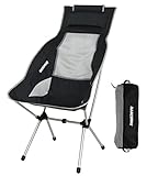 MARCHWAY Lightweight Folding High Back Camping Chair with Headrest, Portable Compact for Outdoor Camp, Travel, Picnic, Festival, Hiking, Backpacking