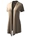 BIADANI Women Versatile Soft Short Sleeve Open Front Drape Cardigan Stone XX-Large