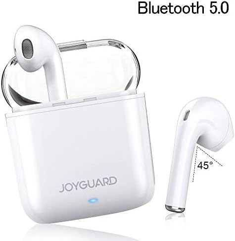 Joyguard Bluetooth Earphones, Wireless Earbuds V5.0 with 3D Stereo Sound Noise Cancelling in-Ear Wireless Earbuds with Charging Case for iOS, Android, PC Bluetooth Headphones Wireless - White