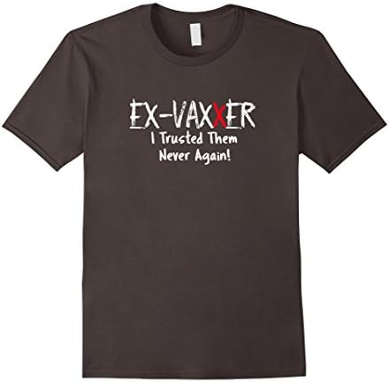 Mens Ex-Vaxxer Anti Vaccine Never Again T Shirt Large Asphalt