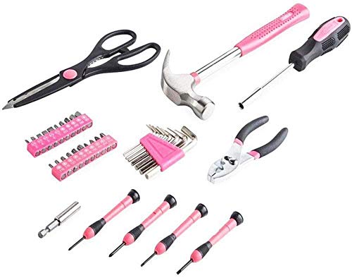 Cxssxling Werkzeugkoffer, Werkzeugkoffer, kompletter Werkzeugkoffer, rosa, Werkzeugkiste, Werkzeugkasten, Haushalt… – Bild 3