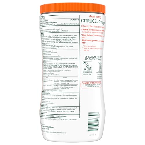 CITRUCEL POWDER ORANGE FLAVOR FIBER THERAPY FOR OCCASIONAL CONSTIPATION RELIEF, 30 OUNCE