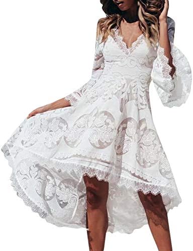 OWMEOT Dress,Women's V Neck Lace Floral Skater Cocktail Wedding Party Dress