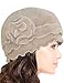 Dahlia Women's Skullies & Beanies - Angora Wool Winter Hat w/Flower, Camel